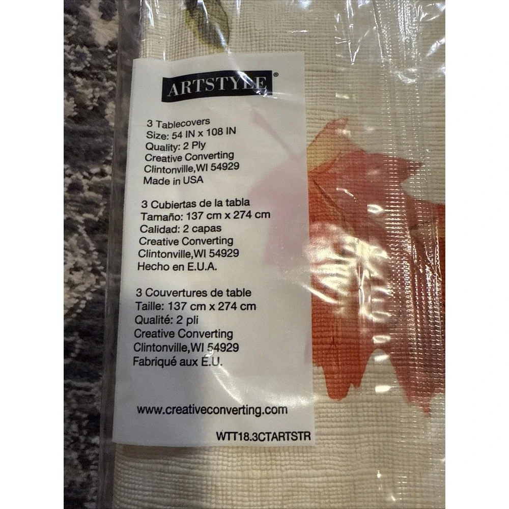 Artstyle 3 Pack Of Autumn Leaves Fall Theme 2 Ply Poly Table Covers 54x108